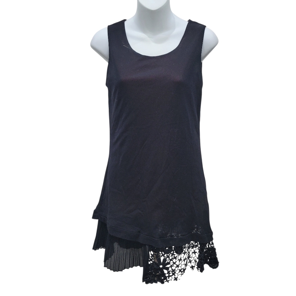 2/$20 Y2K Black Tank Top Lace Bottom Blouse Size: Small